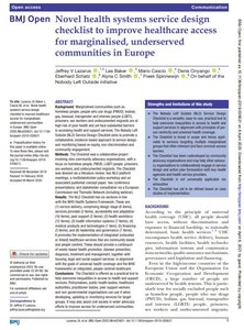 Novel health systems service design checklist to improve healthcare access for marginalised, underserved communities in Europe