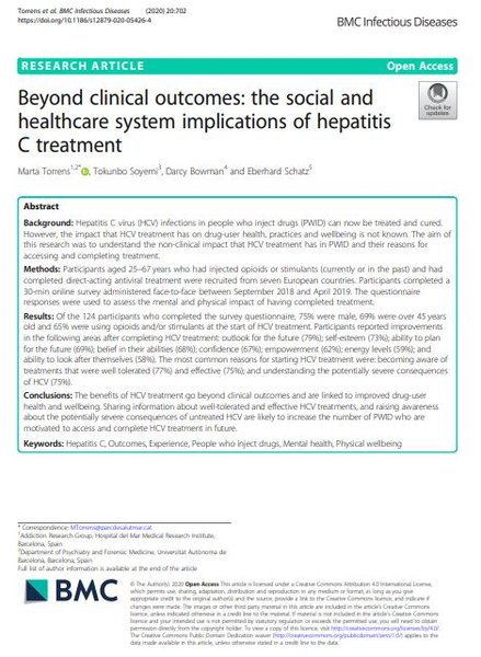 Beyond clinical outcomes: the social and healthcare system implications of hepatitis C treatment